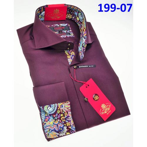 Axxess Classic Wine Modern Fit Cotton Dress Shirt With French Cuff 199-07.