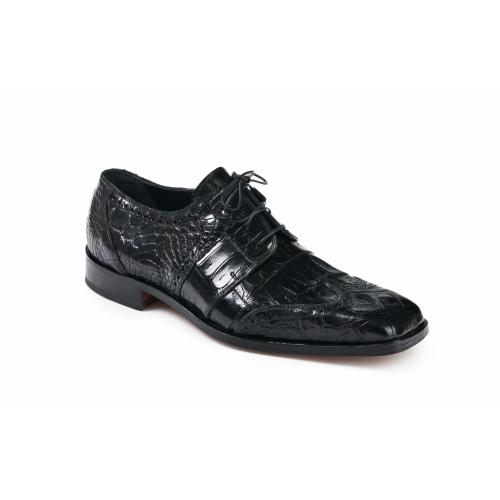 Mauri " Crossroads " 53130 Black Genuine Body Alligator / Baby Crocodile Wingtip Shoes.