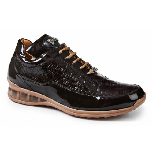 Mauri "Bubble" 8900/2 Dark Brown Genuine Baby Crocodile / Patent Leather Sneakers.