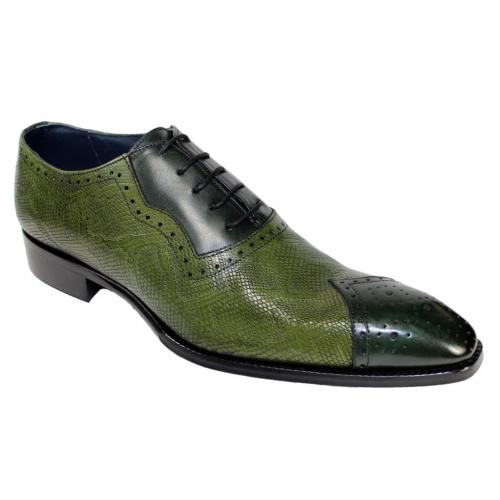 Duca Di Matiste "Marino" Olive / Green Genuine Calfskin Lace up Oxford Shoes.