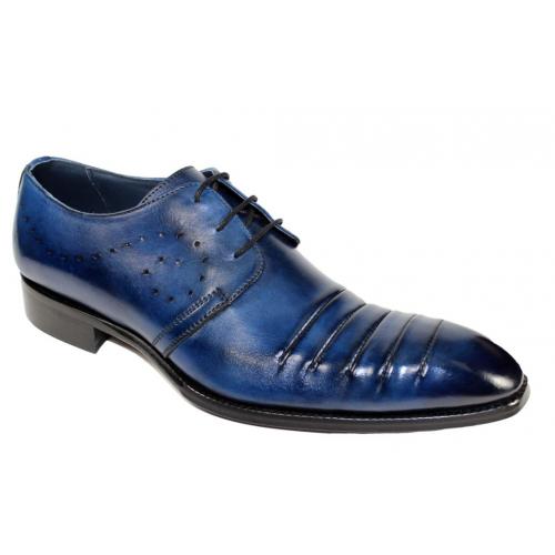 Duca Di Matiste "Pesaro" Navy Genuine Calfskin Leather Lace-Up Dress Shoes.