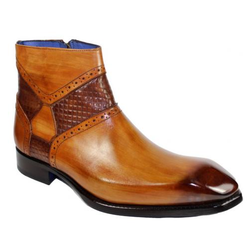 Emilio Franco "Remo" Cognac / Brown Genuine Calfskin Ankle Boots.