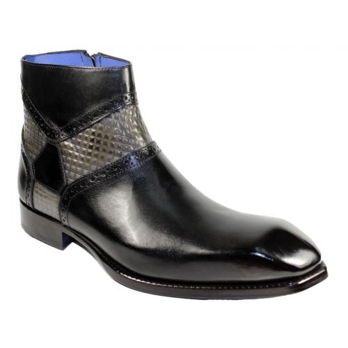 Emilio Franco "Remo" Black / Grey Genuine Calfskin Ankle Boots.