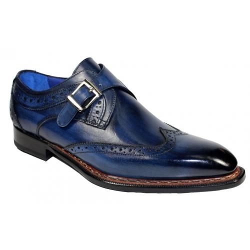 Emilio Franco Riccardo Navy Genuine Calfskin Monk Strap Shoes. - $325. ...