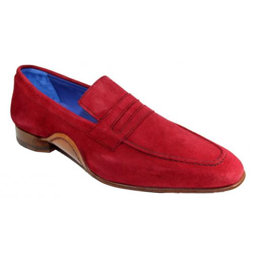 Emilio Franco "Piero" Bordo Genuine Suede Loafer Shoes.