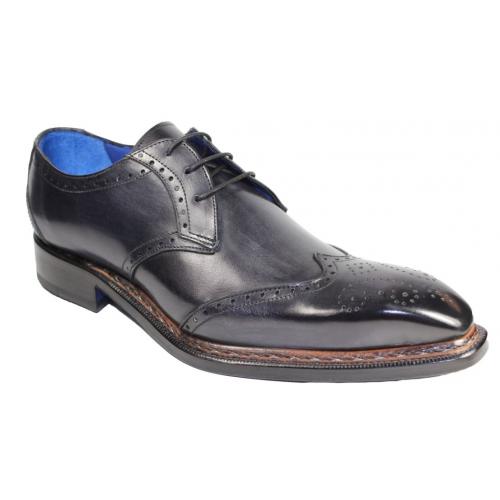 Emilio Franco "Adamo" Dark Grey Genuine Calfskin Wingtip Oxford Shoes.