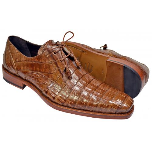 Mezlan "Anderson" Camel AllOver Genuine Crocodile Shoes With Crocodile Wrapped Tassels 13584-F