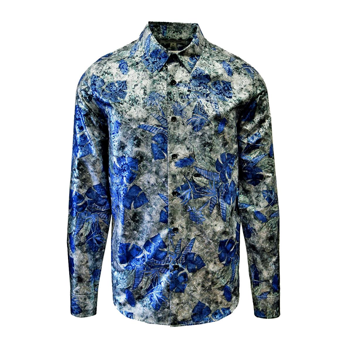 Blue Floral Paisley Long Sleeve Shirt ...