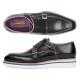 Paul Parkman "189-BLK" Black Genuine Calfskin Monkstrap Shoes.