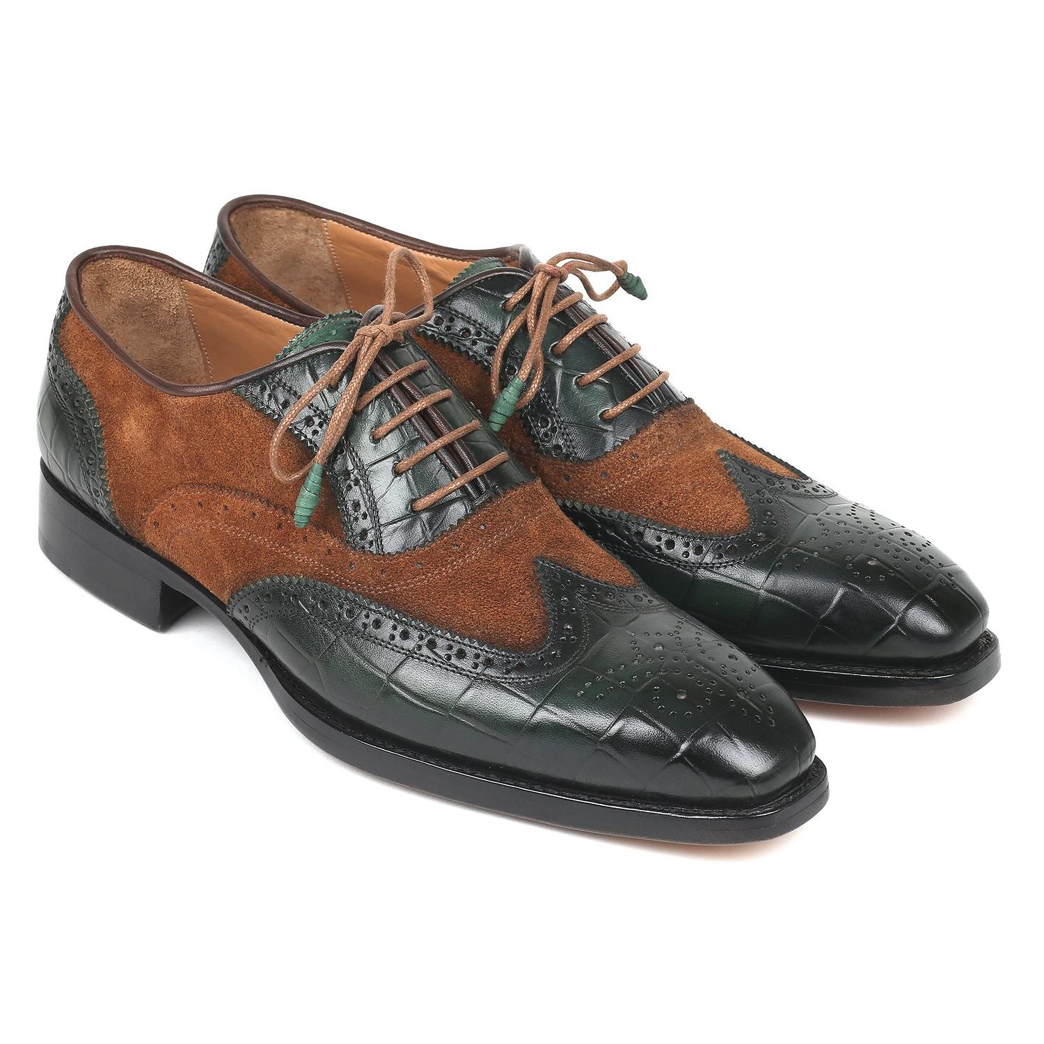 green wingtip shoes