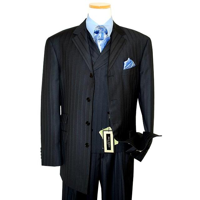 Steve Harvey Collection Black With Shadow Stripes And Dotted Sky Blue ...
