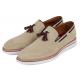 Paul Parkman "181-BEI-SD" Beige Genuine Suede Tassel Loafers Shoes.