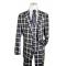 Extrema Black / Off-White Plaid Super 150's Wool Vested Wide Leg Suit 02706