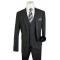 Extrema Black / Ivory Chalk Stripe Super 150's Wool Vested Wide Leg Suit 02465