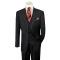 Extrema Solid Black Super 150's Wool Vested Wide Leg Suit 02733