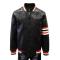Artyzen Black Quilted PU Leather Bomber Jacket With Red / White Trim 7522