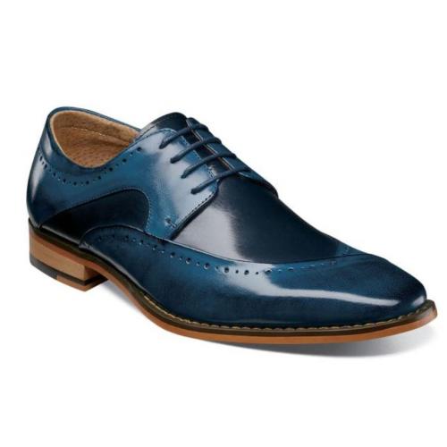 Stacy Adams "Tammany''  Cobalt / Multi Genuine Leather Folded Moc Toe Oxford Shoes 25292-111.