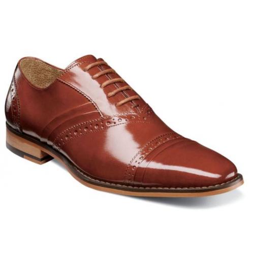 Stacy Adams "Talford'' Cognac Genuine Leather Cap-Toe Oxford Shoes 25293-001.