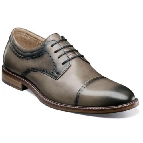 Stacy Adams "Flemming'' Grey Genuine Leather Cap Toe Oxford Shoes 25304-401.