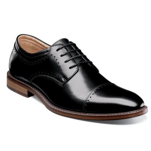 Stacy Adams "Flemming''  Black Genuine Leather Cap Toe Oxford Shoes 25304-401.