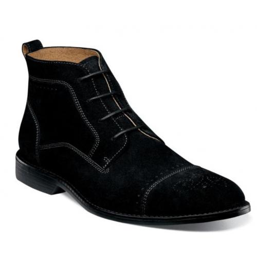 Stacy Adams "Wexford" Black Genuine Suede Leather Cap Toe Chukka Boot 25310-709.