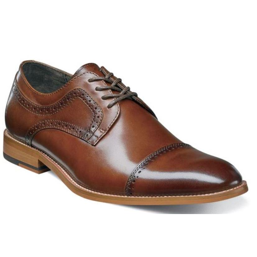 Stacy Adams Dickinson Cognac Genuine Leather Cap Toe Oxford Shoes 25066 ...