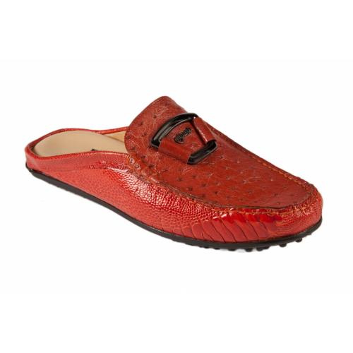 Mauri 3463 Red Genuine Ostrich Leg / Ostrich  Half Shoes.