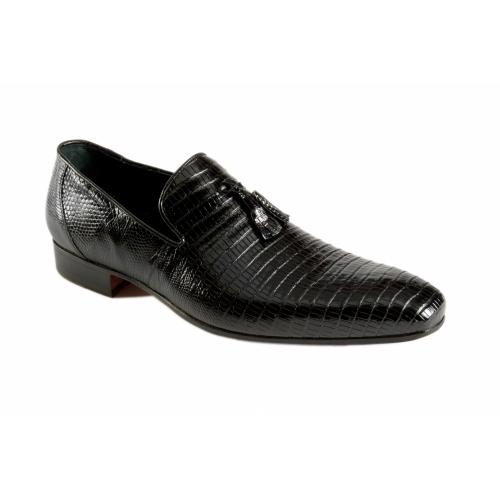 Mauri 4821/8 Black Genuine Lizard Loafer Shoes.