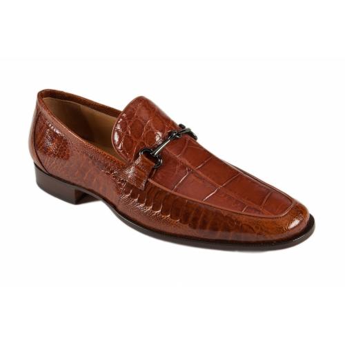 Mauri 4863/2 Dark Cognac Genuine Ostrich Leg / Alligator Dress Casual Loafers