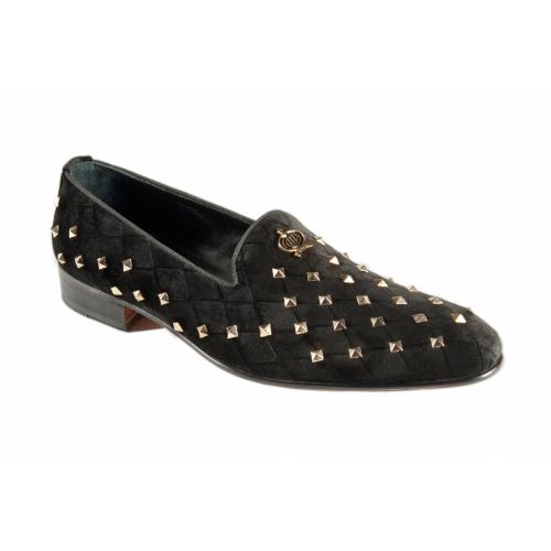 Mauri 3063 Black Genuine Velvet / Studded Slip-Ons.