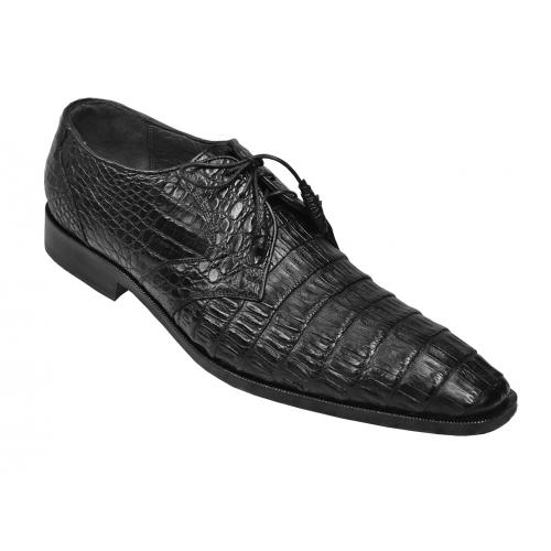 Los Altos Black Genuine All-Over Crocodile Belly Shoes ZV088205