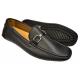 Tayno "Roberto" Black Vegan Leather Bit Strap Loafer Shoes