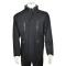Vintage Black Wool Blend Car Coat With Stand Up Removable Faux Fur Collar 81013