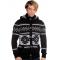 LCR Black / Grey / White Modern Fit Wool Blend Hooded Cardigan Sweater 5945