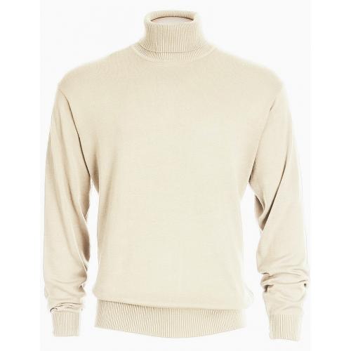 Bagazio Cream Cotton Blend Turtleneck Sweater Shirt VT042