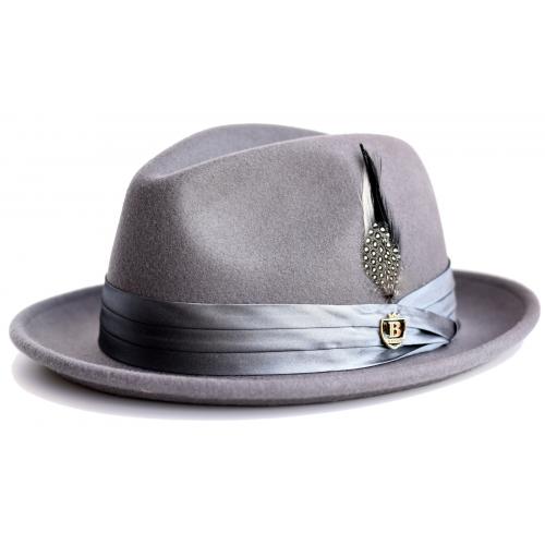 Bruno Capelo Dark Grey Australian Wool Fedora Dress Hat UN-118