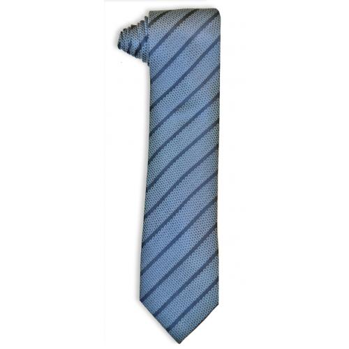 Bruno Marchesi 8078-3 Light Blue / Slate Blue Striped Silk Necktie