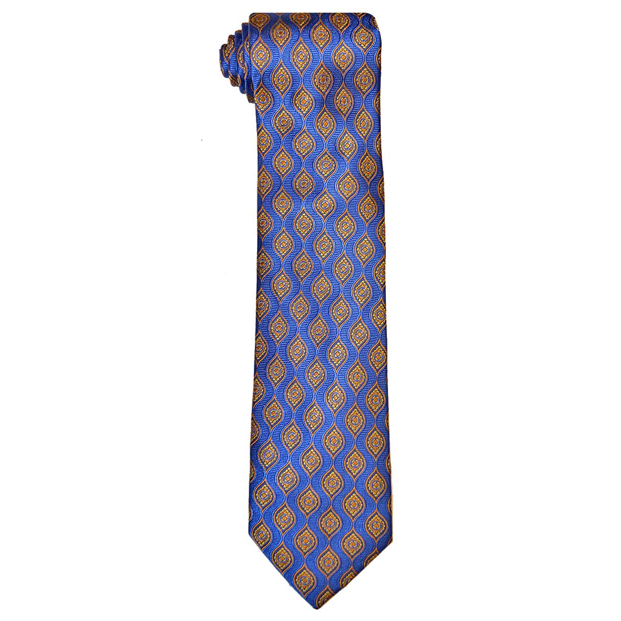 Bruno Marchesi 8051-1 Royal Blue / Gold Geometric Design Silk Necktie ...
