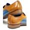 Emilio Franco "Renato" Denim Blue / Camel Hand Painted Calfskin Lace-Up Shoes