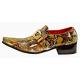 Fiesso Black / Camel / Red / Gold Python Print Leather Monk Strap Shoes FI7469