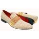 Fiesso White / Gold Woven Leather Lined Slip-On With Metal Toe / Chains FI7475