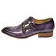 UV Signature Purple Hand Burnished Vegan Leather Double Monk Strap Shoes G6859-389