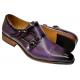 UV Signature Purple Hand Burnished Vegan Leather Double Monk Strap Shoes G6859-389