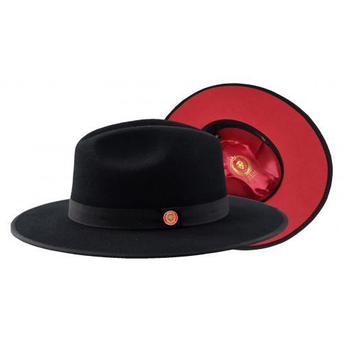 Bruno Capelo Black / Red Bottom Australian Wool Fedora Hat MO-200