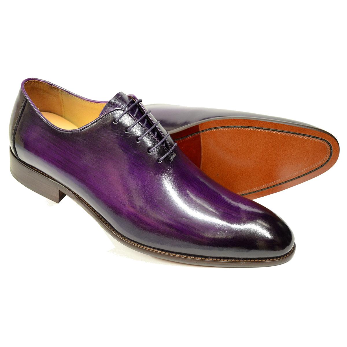 Carrucci Purple Burnished Calfskin Leather Wholecut Oxford Shoes KS505 ...