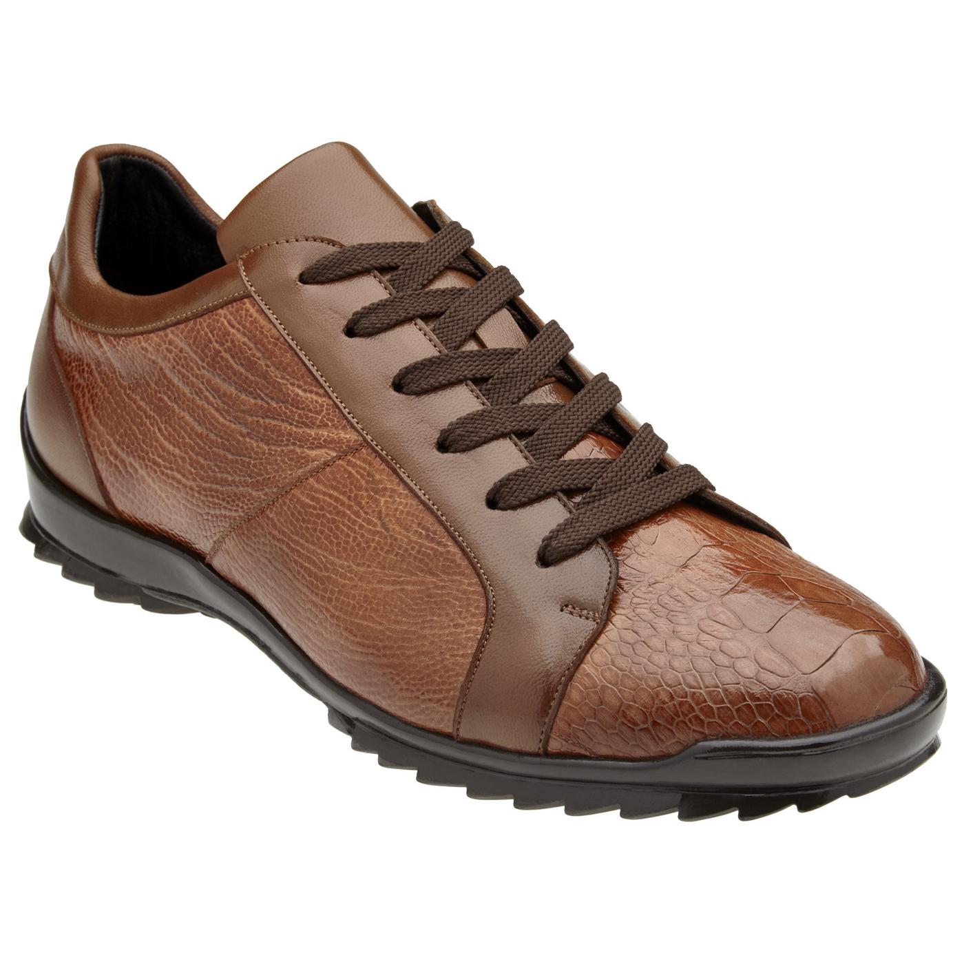 Belvedere 'Arena' Men's Honey-Brown Ostrich/Calfskin Leather Casual ...