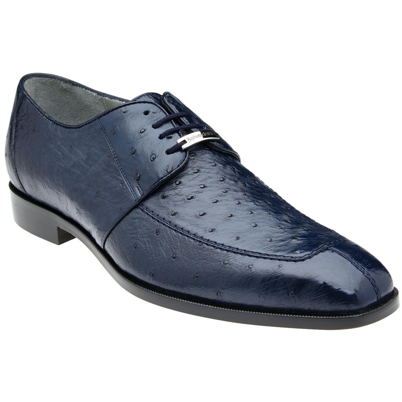 Belvedere Rovigo Navy Genuine Ostrich Lace-up Shoes R20. - $369.90 ...