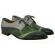 Mauri "Swag" 3064 Hunter Green / Emerald Green Genuine Body Alligator / Acre Raindrops Ostrich Leg Hand Painted Lace-up Shoes.