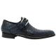 Mauri "Opulent" 1172 Blue Genuine All Over Hornback Crocodile Monk Strap Loafer Shoes.