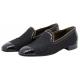 Mauri "Finesse" 3073 Black Genuine Lizard / Fabric Loafer Shoes.